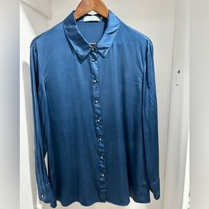 Ravella silk blue long sleeve button down, XXL